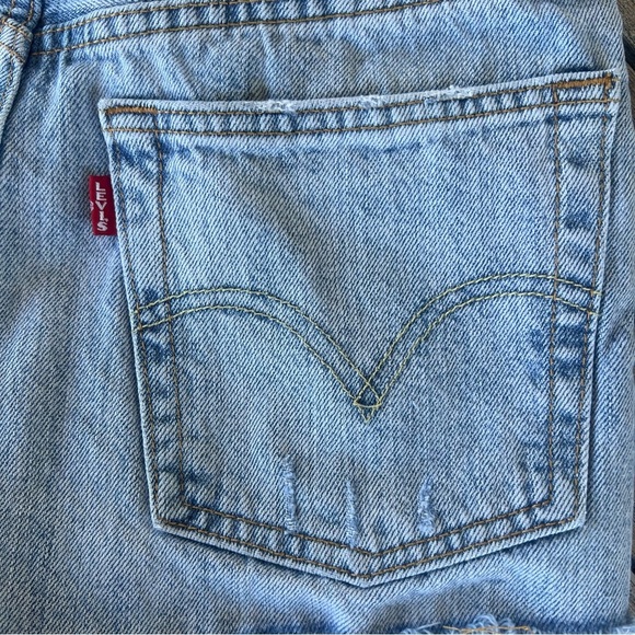 Levi’s 501 Big E Distressed Cutoff Denim Shorts Button Fly 100% Cotton Size 24 - Picture 7 of 12